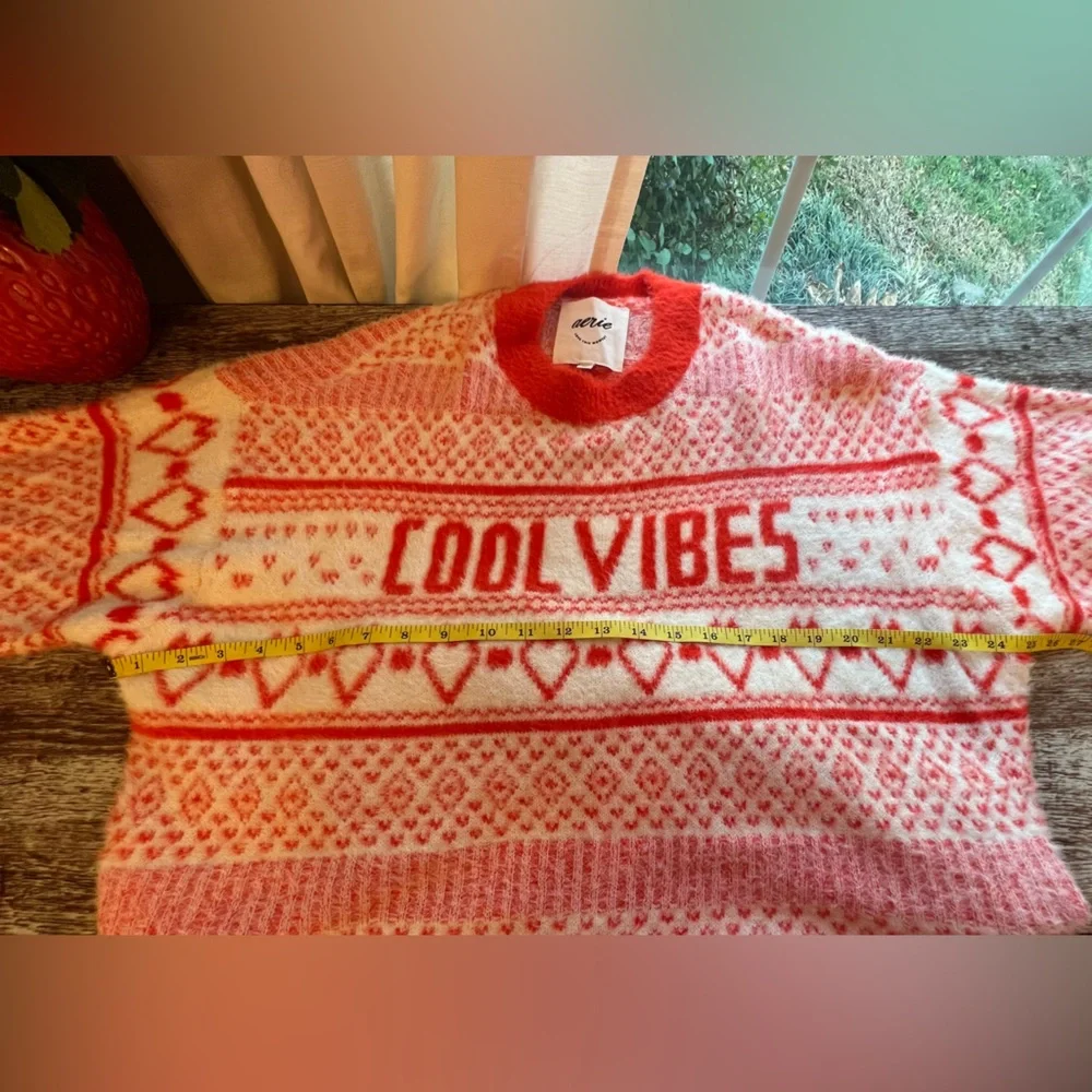 Aerie Oversized Long Sleeve Crew Neck Cool Vibes Sweater Size M